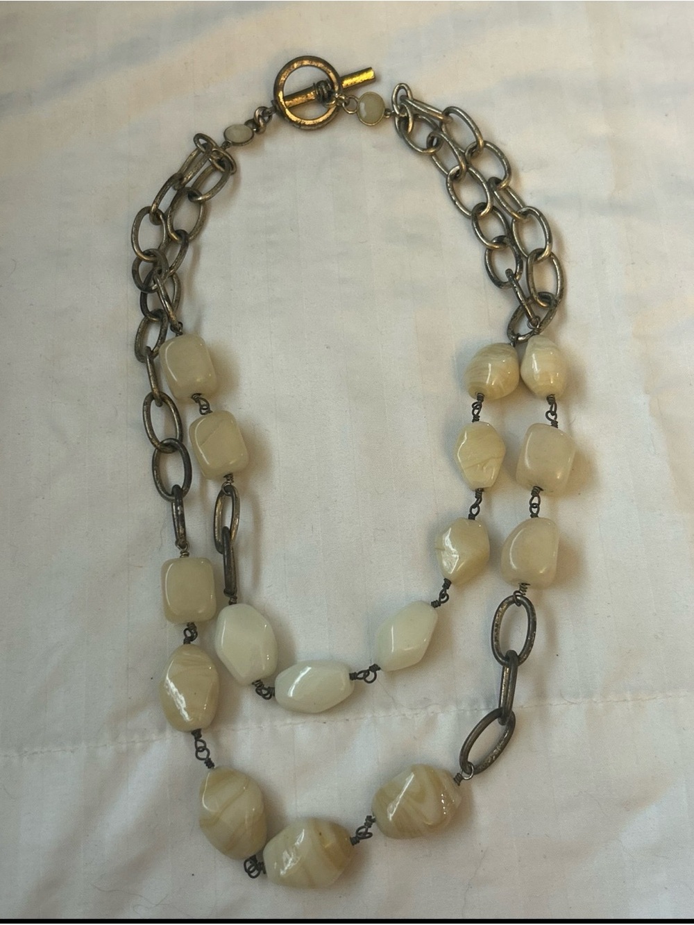 Elegant Cream stone Layered Necklace